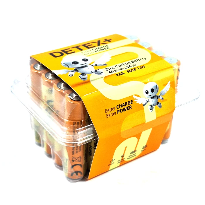 باتری نیم قلمی دیتکس پلاس مدل R6P بسته 24 عددی