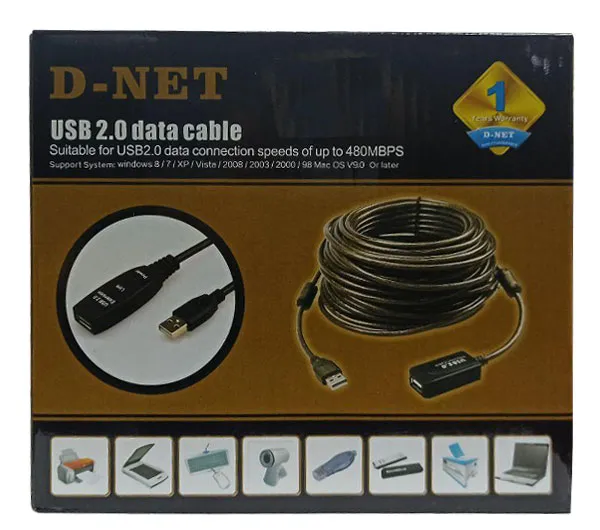 کابل افزایش طول USB 2.0 دی نت به طول 10 متر برددار