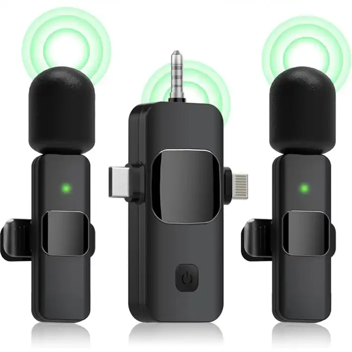 میکروفن یقه ای بی سیم مدل DUAL Type-C / Lightening / Aux
