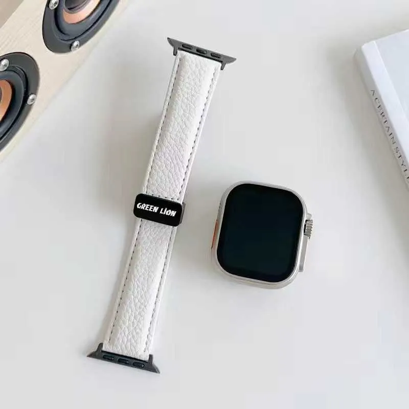 بند ساعت هوشمند گرین لاین مدل Genuine Leather Buckle مناسب برای اپل واچ 42/44/45/49 میلی متری
