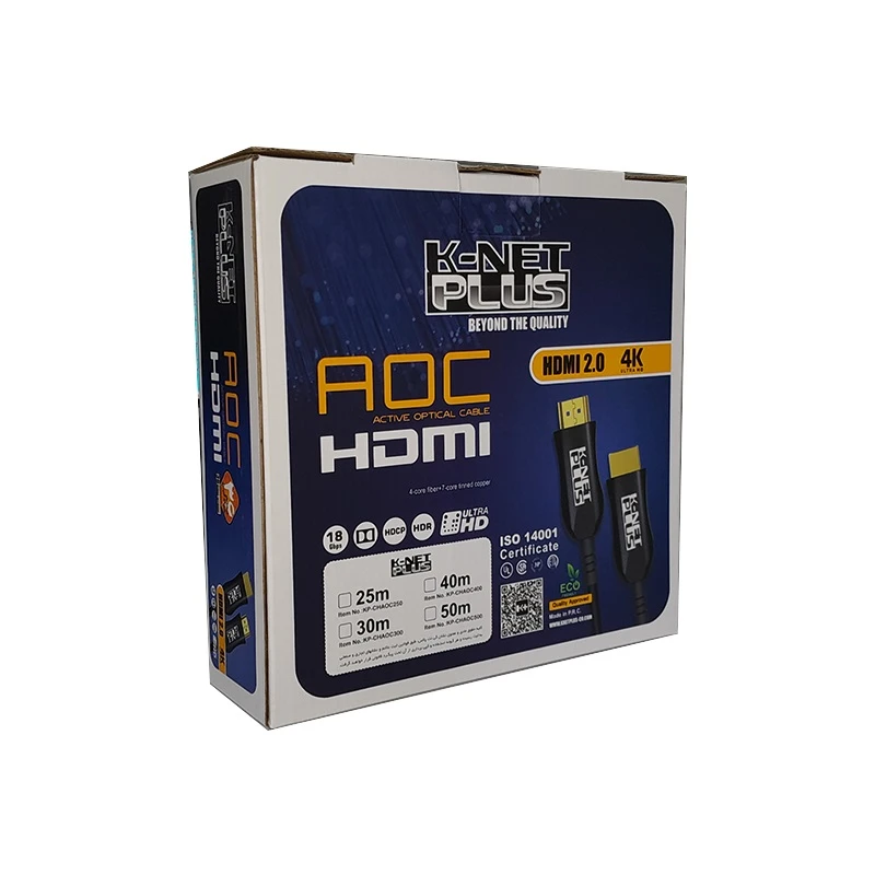 کابل HDMI فیبر نوری کی نت پلاس مدل KP-CHAOC21250 8K طول 25 متری