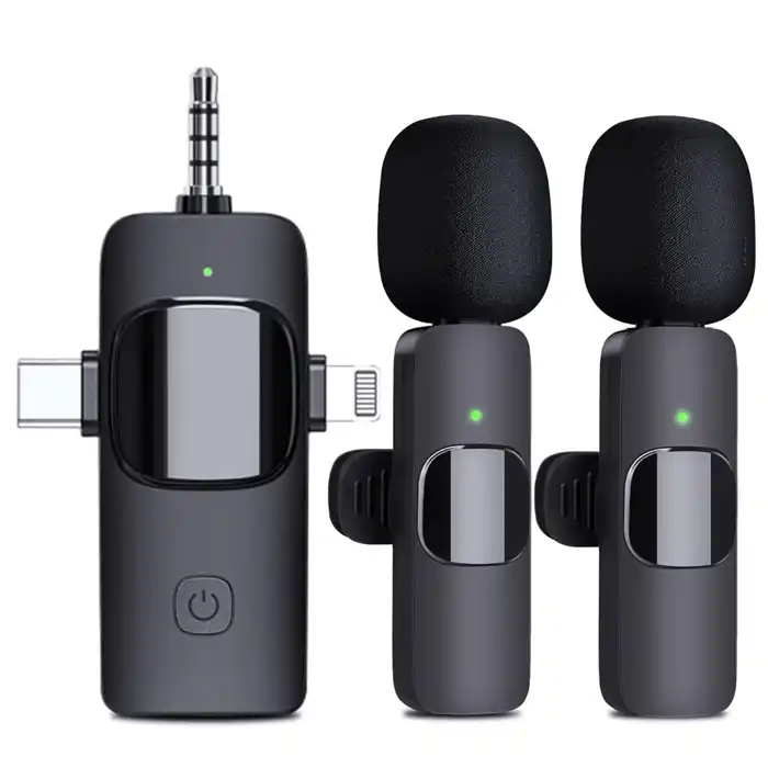 میکروفن یقه ای بی سیم مدل  DUAL Type-C / Lightening / Aux
