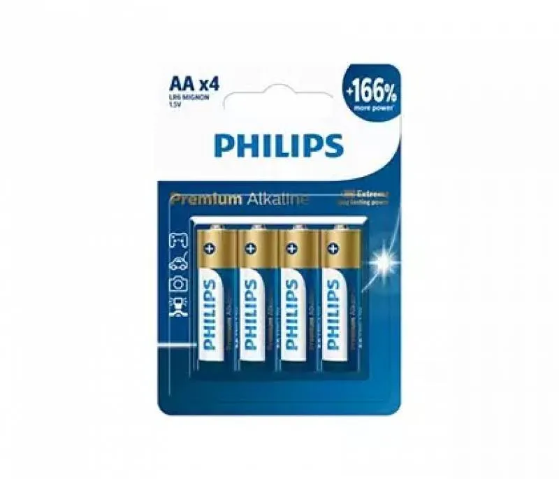 باتری قلمی فیلیپس مدل Premium Alkaline LR6M4B بسته 4 عددی