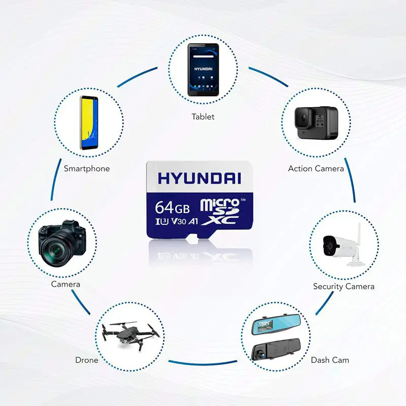 کارت حافظه microSDXC هیوندای مدل  A1 V30 4K U3 کلاس 10 استاندارد UHS-I U3 ظرفیت 64 گیگابایت