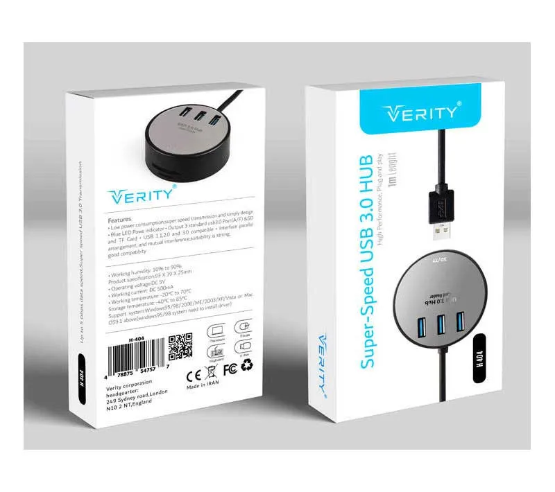 هاب چهار پورت USB 3.0 وریتی مدل H404
