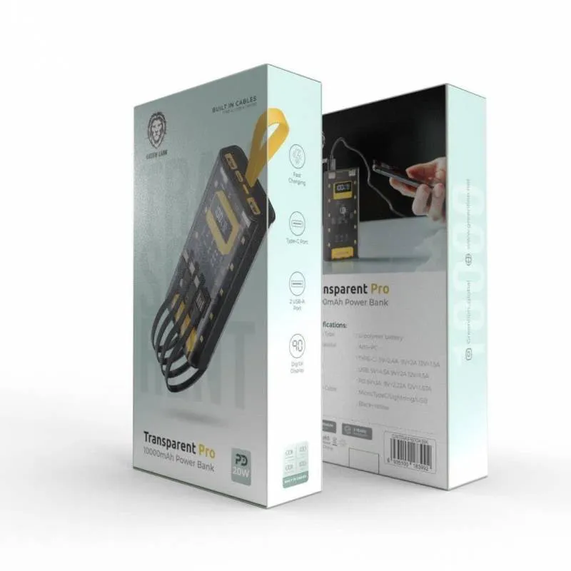 شارژر همراه گرین لاین مدل Transparent pro ظرفیت 10000 میلی آمپر ساعت شارژر همراه گرین لاین مدل Transparent pro ظرفیت 10000 میلی آمپر ساعت