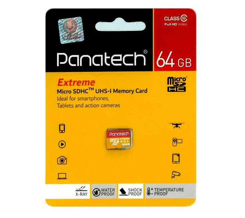 کارت حافظه‌ microSDXC پاناتک مدل Extreme کلاس 10 استاندارد UHS-I U1 سرعت 30MBps ظرفیت 64 گیگابایت