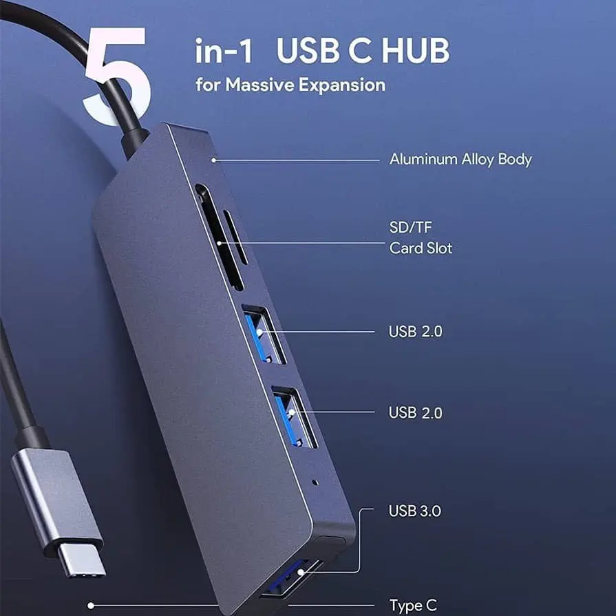 هاب 5 پورت TYPE-C+USB3.0 پی نت مدل T-3625