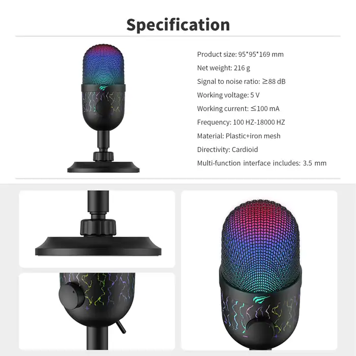 میکروفن رومیزی گیمینگ هویت مدل GK52 RGB