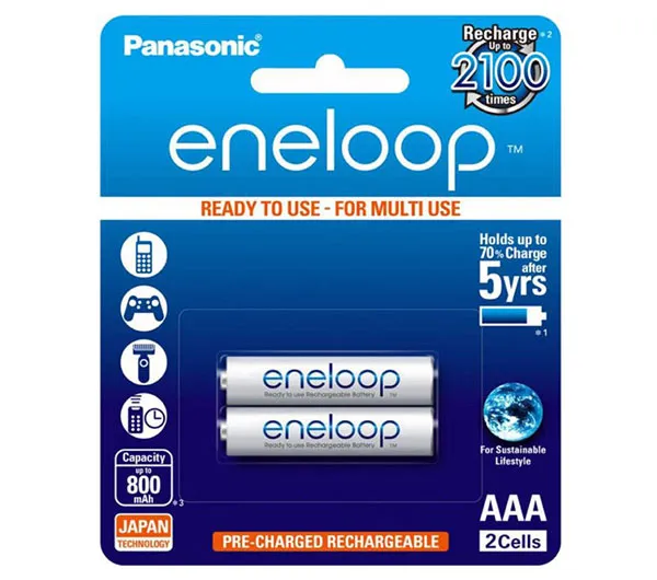 باتری نیم قلمی قابل شارژ پاناسونیک مدل eneloop بسته 2 عددی
