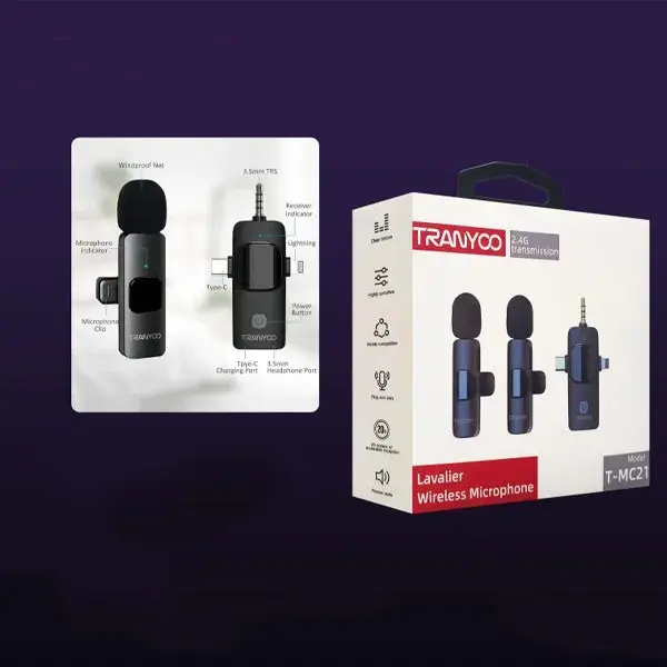 میکروفن یقه ای بی سیم ترانیو مدل MC21 DUAL Type-C / Lightening / Aux