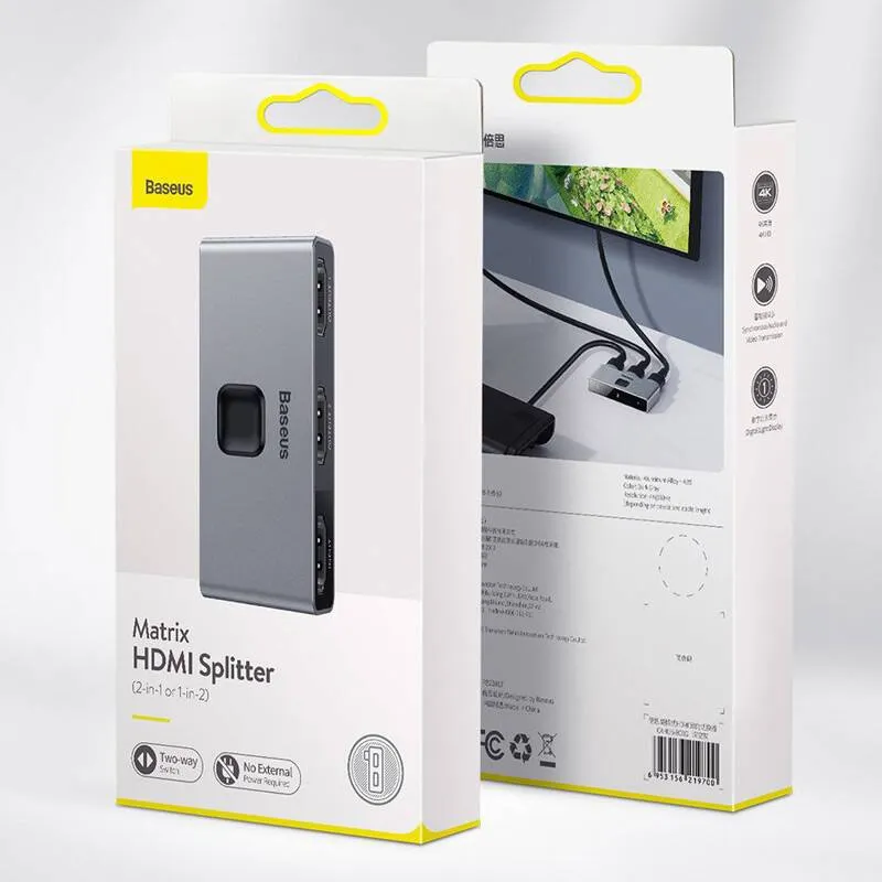 سوئیچ 1 به 2 HDMI باسئوس مدل CAHUB-BC0G