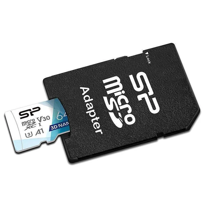 کارت حافظه MicroSDXC سیلیکون پاور مدل Superior Pro کلاس 10 استاندارد UHS-I U3 سرعت 100MBps ظرفیت 64 گیگابایت با خشاب