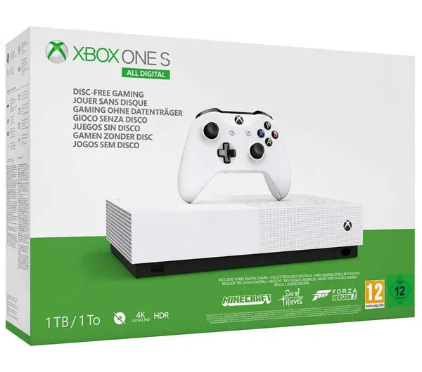 کنسول بازی مایکروسافت مدل Xbox One S ALL DIGITAL ظرفیت 1 ترابایت به همراه ۲۰ عدد بازی