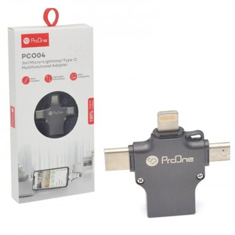 مبدل USB به MicroUSB / LIGHTNING / TYPE C پرووان مدل PCO04