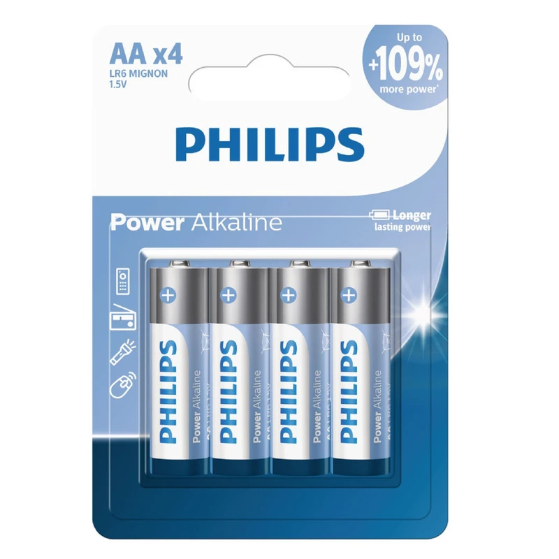 باتری قلمی فیلیپس مدل Power Alkaline LR6P4B/97 بسته 4 عددی