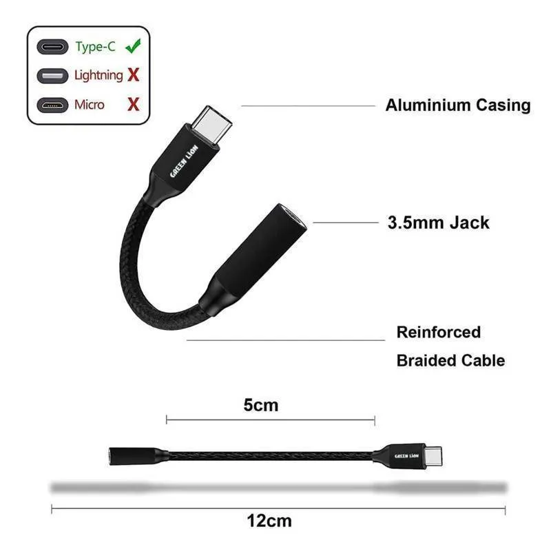 مبدل USB-C به جک 3.5 میلی‌متری گرین لاین مدل Jack-C