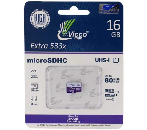 کارت حافظه microSDHC ویکو من مدل Extre 533X کلاس 10 استاندارد UHS-I U1 سرعت 80MBps ظرفیت 16 گیگابایت