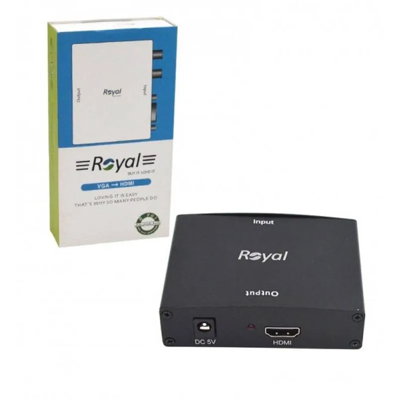 تبدیل VGA به HDMI فلزی + صدا + آداپتور برق رویال