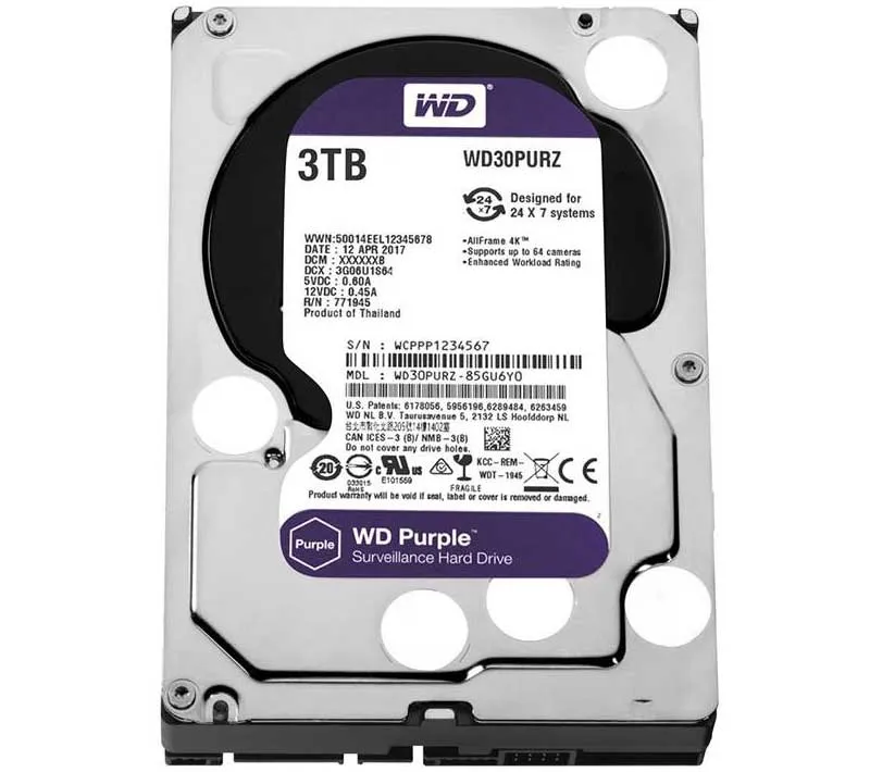 هارددیسک اینترنال وسترن دیجیتال مدل Purple ظرفیت 3 ترابایت