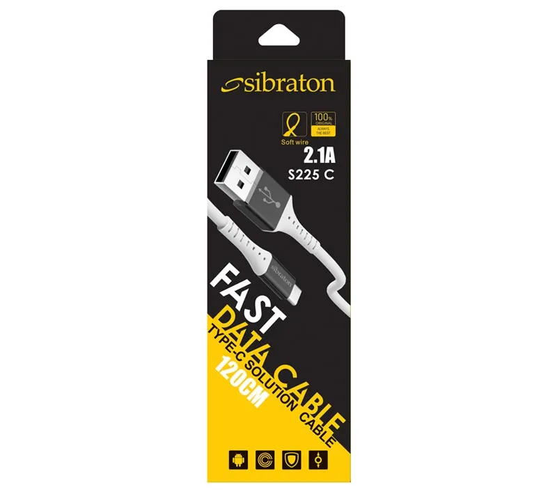 کابل تبدیل USB به Type-C سیبراتون مدل S225 C طول 1.2 متر