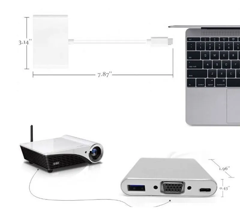 تبدیل Type-C به USB3.0 / VGA / Type-C پی نت مدل Super Speed