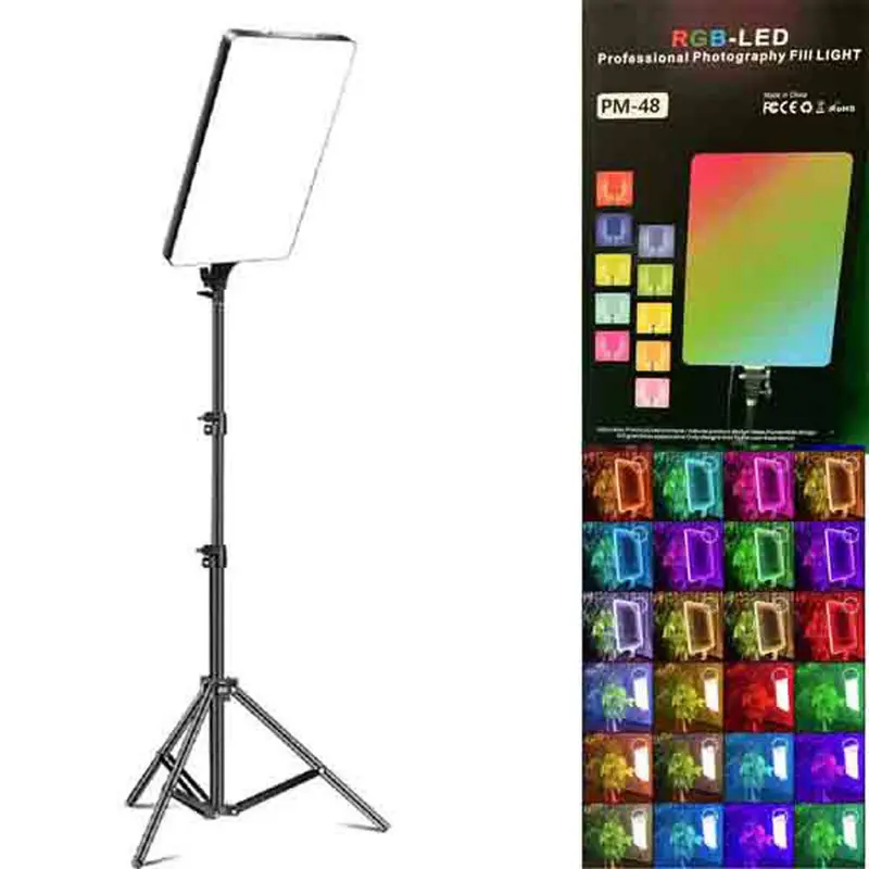 پنل نور ثابت ال ای دی مدل PM-48 RGB همراه پایه