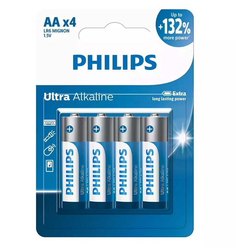 باتری قلمی فیلیپس مدل Ultra Alkaline LR6E4B/40 بسته 4 عددی