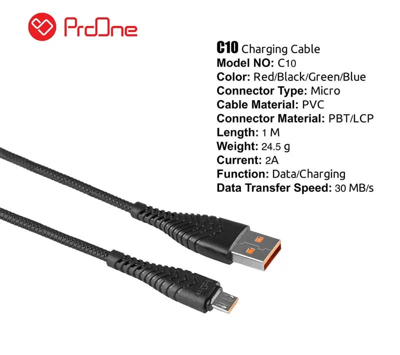 کابل تبدیل USB به MicroUSB پرووان مدل C10 طول 1 متر
