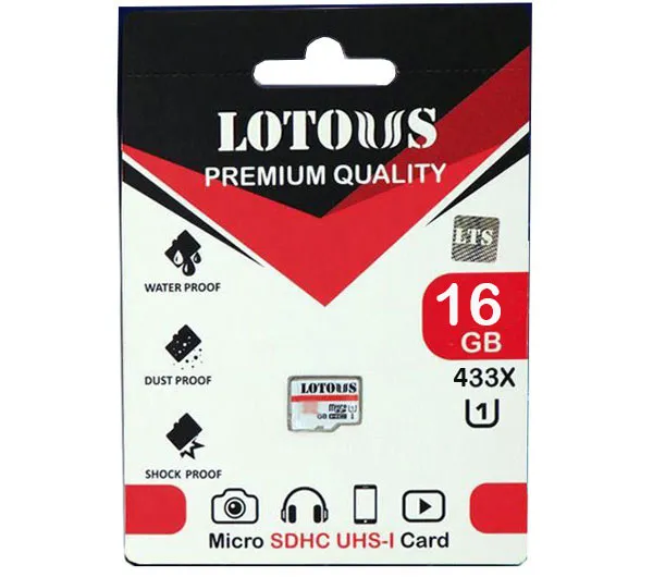 کارت حافظه microSDHC لوتوس استاندارد UHS-I U1 433X سرعت 80MBps ظرفیت 16 گیگابایت