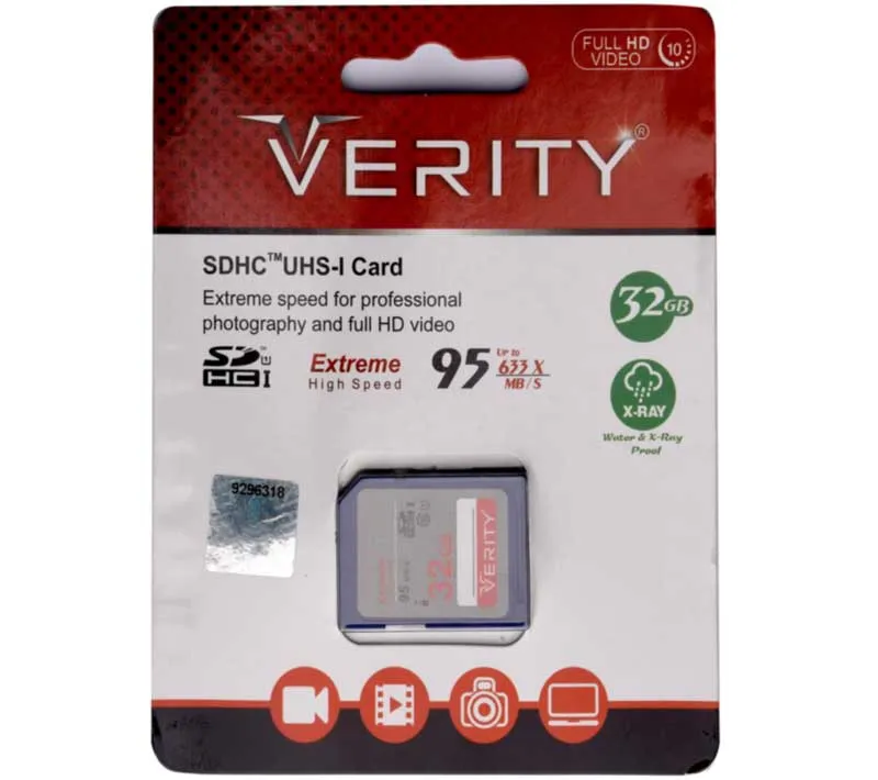 کارت حافظه SDHC وریتی کلاس 10 استاندارد UHS-I U1 سرعت 95MBps ظرفیت 32 گیگابایت