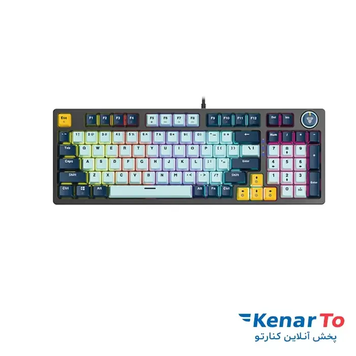کیبورد مخصوص بازی فنتک مدل Atom96 MK890V2 مکانیکال با سوئیچ آبی