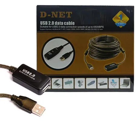 کابل افزایش طول USB 2.0 دی نت به طول 10 متر برددار