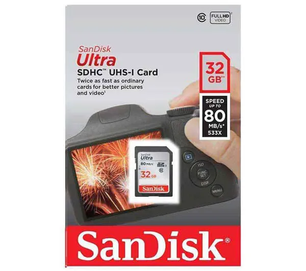 کارت حافظه SDHC سن دیسک مدل Ultra کلاس 10 استاندارد UHS-I U1 سرعت 80MBps ظرفیت 32 گیگابایت