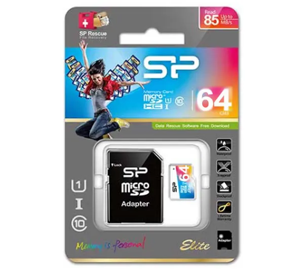 کارت حافظه microSDXC سیلیکون پاور مدل Color Elite کلاس 10 استاندارد UHS-I U1 سرعت 85MBps ظرفیت 64 گیگابایت
