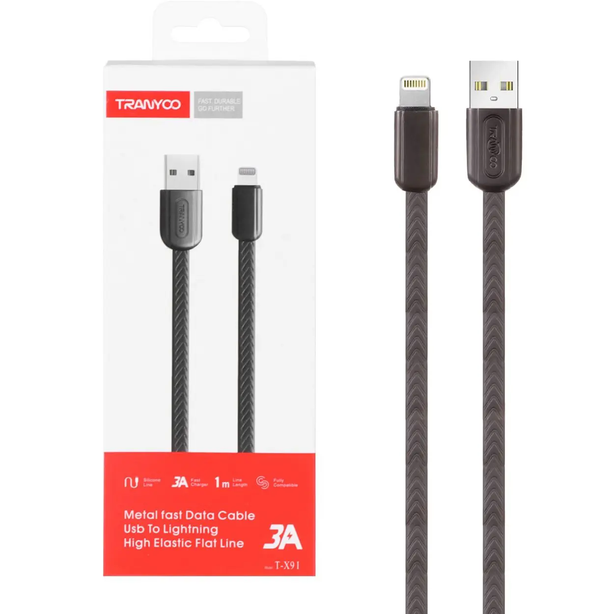  کابل تبدیل USB به لایتنینگ ترانیو مدل T-X9I طول 1 متر