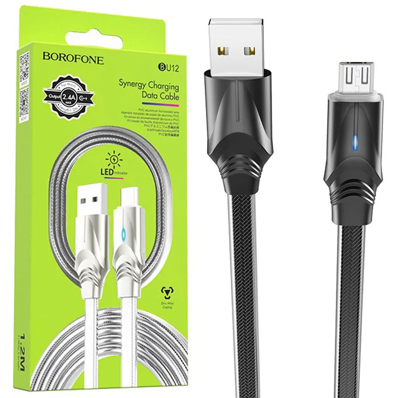 کابل تبدیل USB به microUSB بروفون مدل BU12 طول 1.2 متر