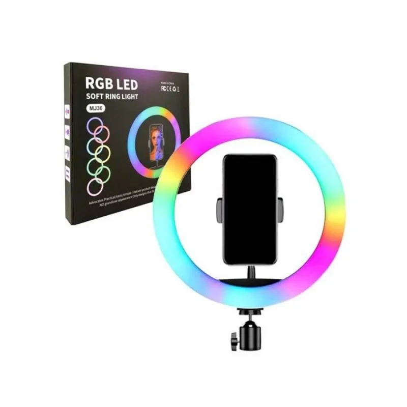 رینگ لایت 14 اینچی مدل MJ-36 RGB همراه پایه