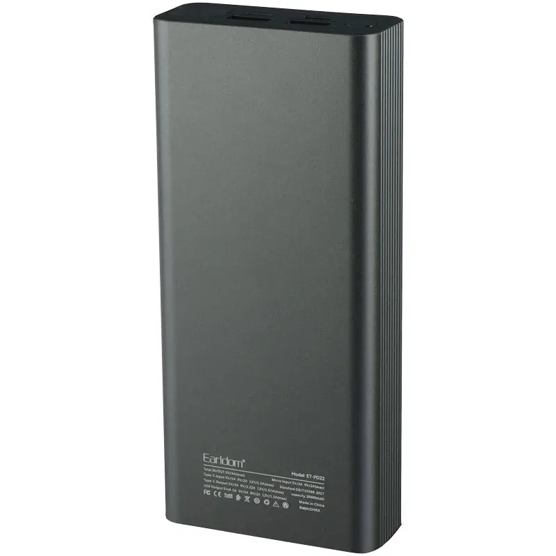 شارژر همراه ارلدام مدل ET-PD22 QC3.0 PD 20W ظرفیت 20000 میلی‌آمپر ساعت