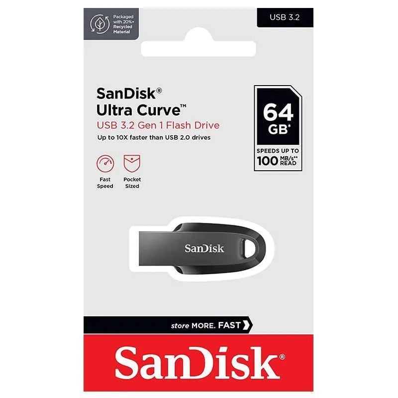 فلش مموری سن دیسک مدل Ultra Curve ظرفیت 64 گیگابایت