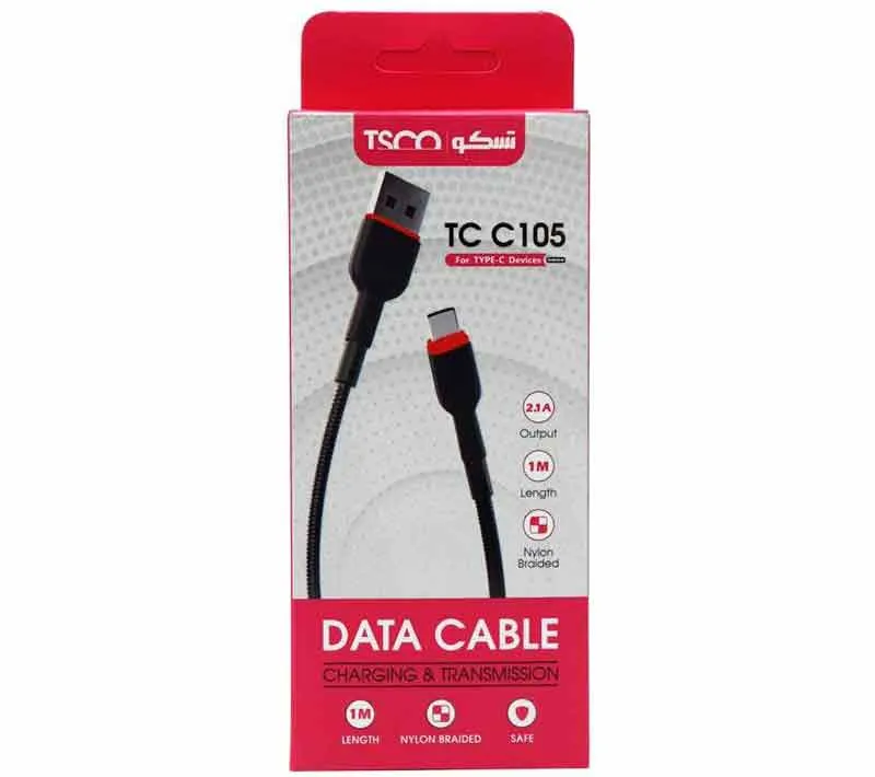 کابل تبدیل USB به USB-C تسکو مدل TCC105 طول 1 متر