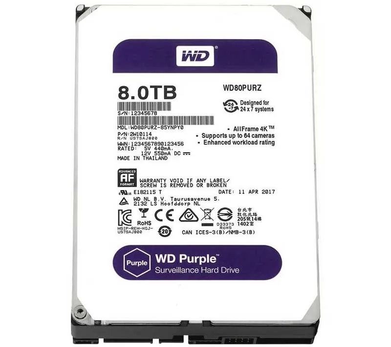 هارددیسک اینترنال وسترن دیجیتال مدل Purple ظرفیت 8 ترابایت