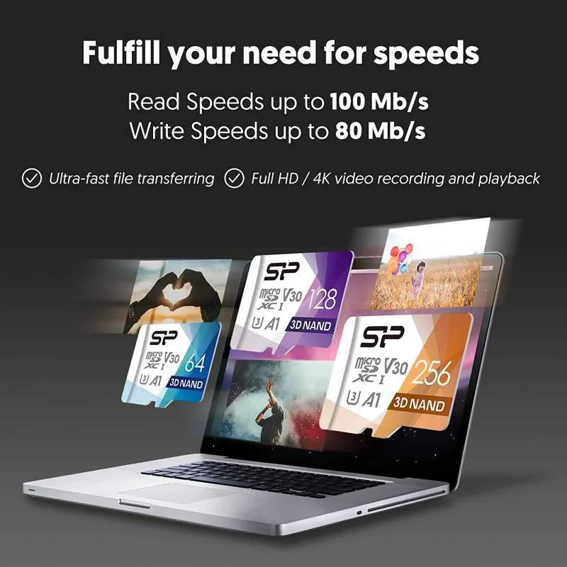 کارت حافظه MicroSDXC سیلیکون پاور مدل Superior Pro کلاس 10 استاندارد UHS-I U3 سرعت 100MBps ظرفیت 64 گیگابایت با خشاب